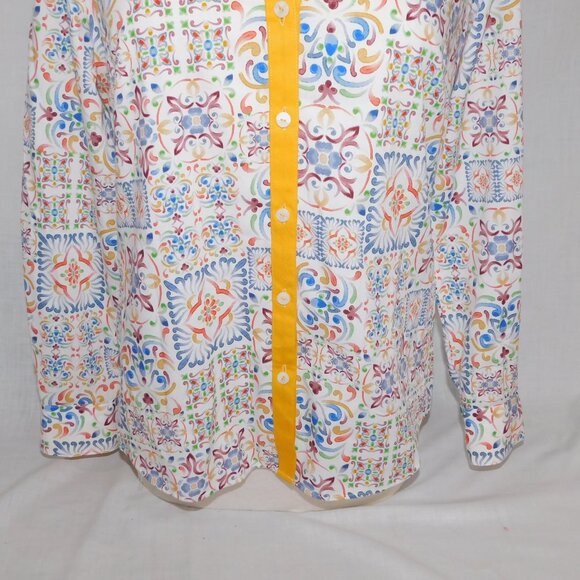 Foxcroft Womens 6 Alexis Watercolor Mosaic  Multicolor No Iron Button  Shirt - Picture 6 of 13